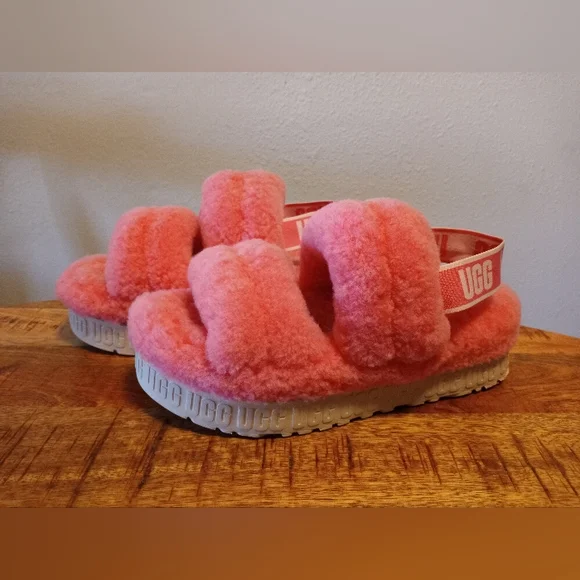 4/$20 UGG Hot Pink Fluffita Platform Sandals - Picture 1 of 16